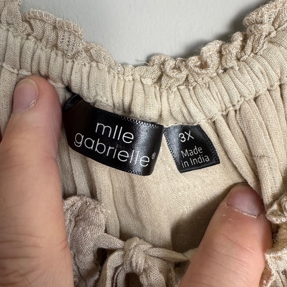 Mlle Gabrielle Sleeveless Tiered Maxi Dress Beige Size 3X NEW Boho Hippie Fairy - Picture 6 of 16